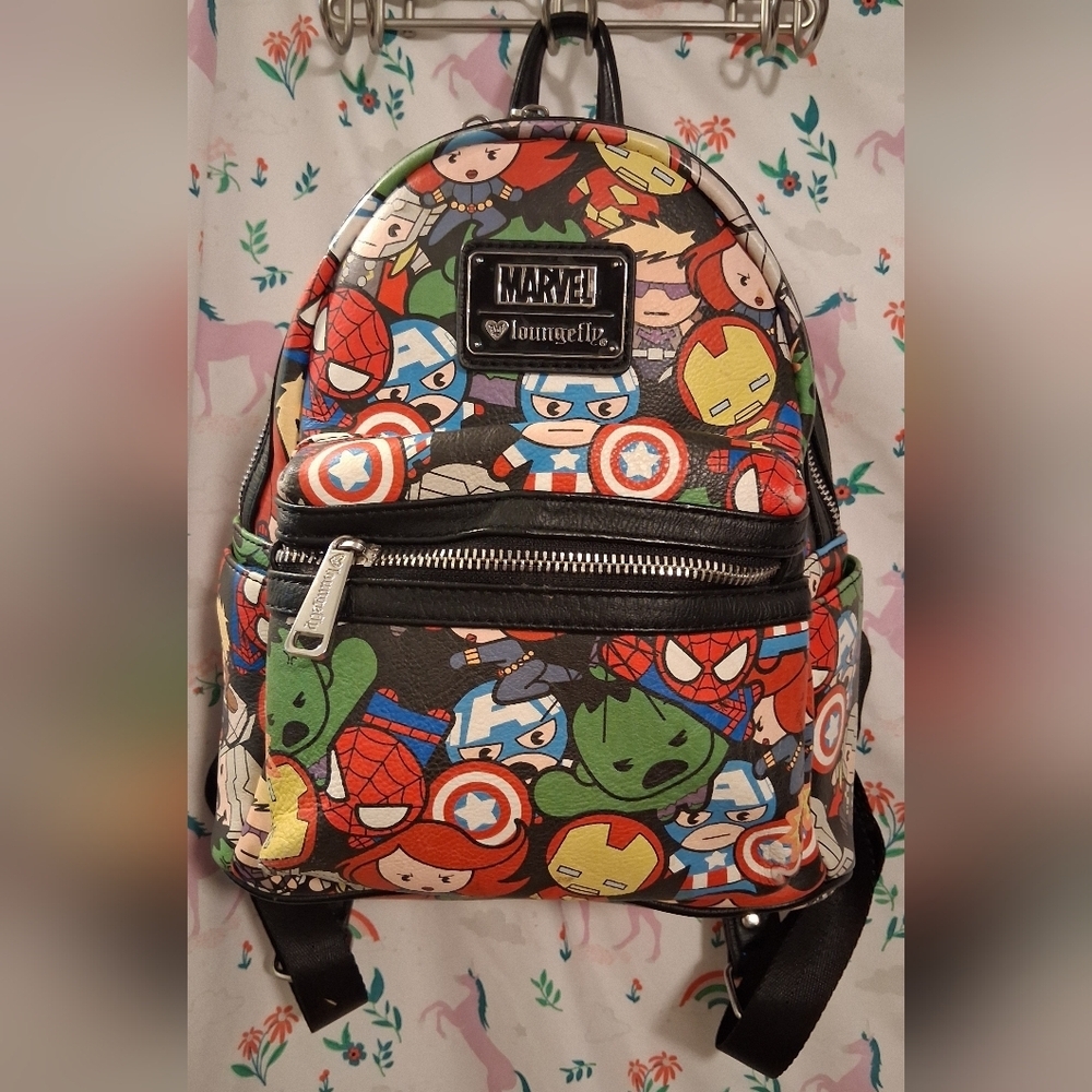 EUC Disney Loungefly Marvel Comic Causal Everyday Mini Backpack Purse Bag